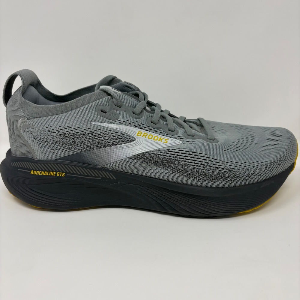 Brooks Adrenaline GTS 25 Mens Size 10 Wide Grey Black Yellow Running Shoes